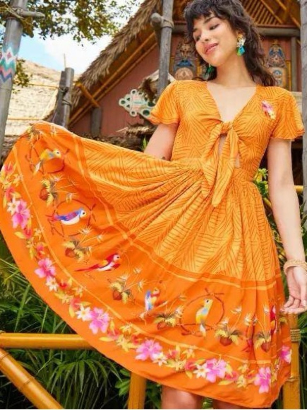 Disney Dress Shop Enchated Tiki Room Tie Front Dress XL Adventureland Disneyland